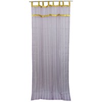 Mogul Curtains Sheer Panels Purple Stripes Gold Tabs Window Treatment 48"x96"