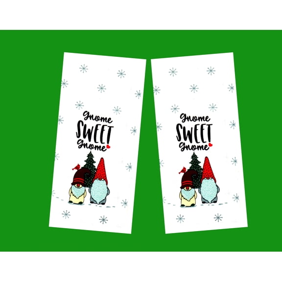 SeasonsEasy Christmas Gnome Kitchen Towels 2 Pack, Cotton Farmhouse Holiday Kitchen Decor