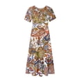 thumbnail image 5 of Ovzne Robes d'Été pour Femmes 2025 Robe pour Femme Mode pour Femmes Manches Longues Col Rond T-Shirt Imprimé Blouse Ample Robe Robe de Vacances Manches Courtes Imprimée Liquidation, 5 of 5