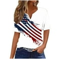 thumbnail image 2 of Elvqul Womens T-Shirts Patriotic 4th of July Tops Independence V-Neck Eagle American Flag Shirts for Women 3/4 Sleeve, 2 of 5