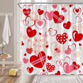 thumbnail image 2 of Valentine''s Day Shower Curtain Red Pink Heart Romantic Sweet Love Modern Creative Lover Couple Woman 70" WX70 H Bathroom Fabric Curtain with Hooks, 2 of 6
