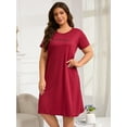 thumbnail image 3 of FEREMO Nightgowns for Women Plus Size Print Short Sleeve Sleepwear with Pockets, 3 of 5