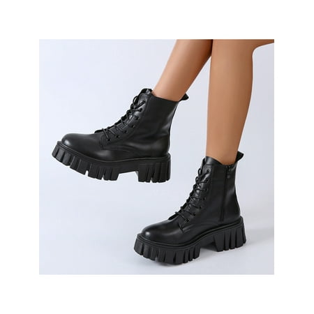 

Woobling Womens Ladies Chelsea Boots Chunky Block Heel Punk Goth Zip Ankle Shoes