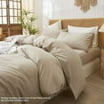 thumbnail image 3 of Washed Cotton Duvet Cover Set Linen Feel Natural Wrinkle Lightweight Comfy (King  Linen), 3 of 6