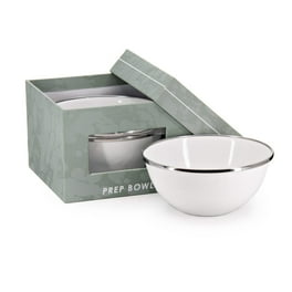 Solid White 3-Piece Enamelware Mixing Bowl Set with Lids Solid White 3-Piece Enamelware Mixing Bowl Set with Lids
