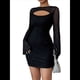 thumbnail image 1 of Vestido de para Mujer, Brillante, de Larga, Cuello Redondo, Ajustado, para Fiestas y Clubes Nocturnos. Negro M, 1 of 9