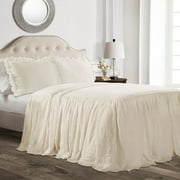 Lush Decor Ruffle Skirt 3-Piece Gray Bedspread Set