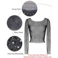 thumbnail image 3 of Camiseta Modegal de malla con diamantes de imitación de perlas para mujer, color negro, talla M, 3 of 5