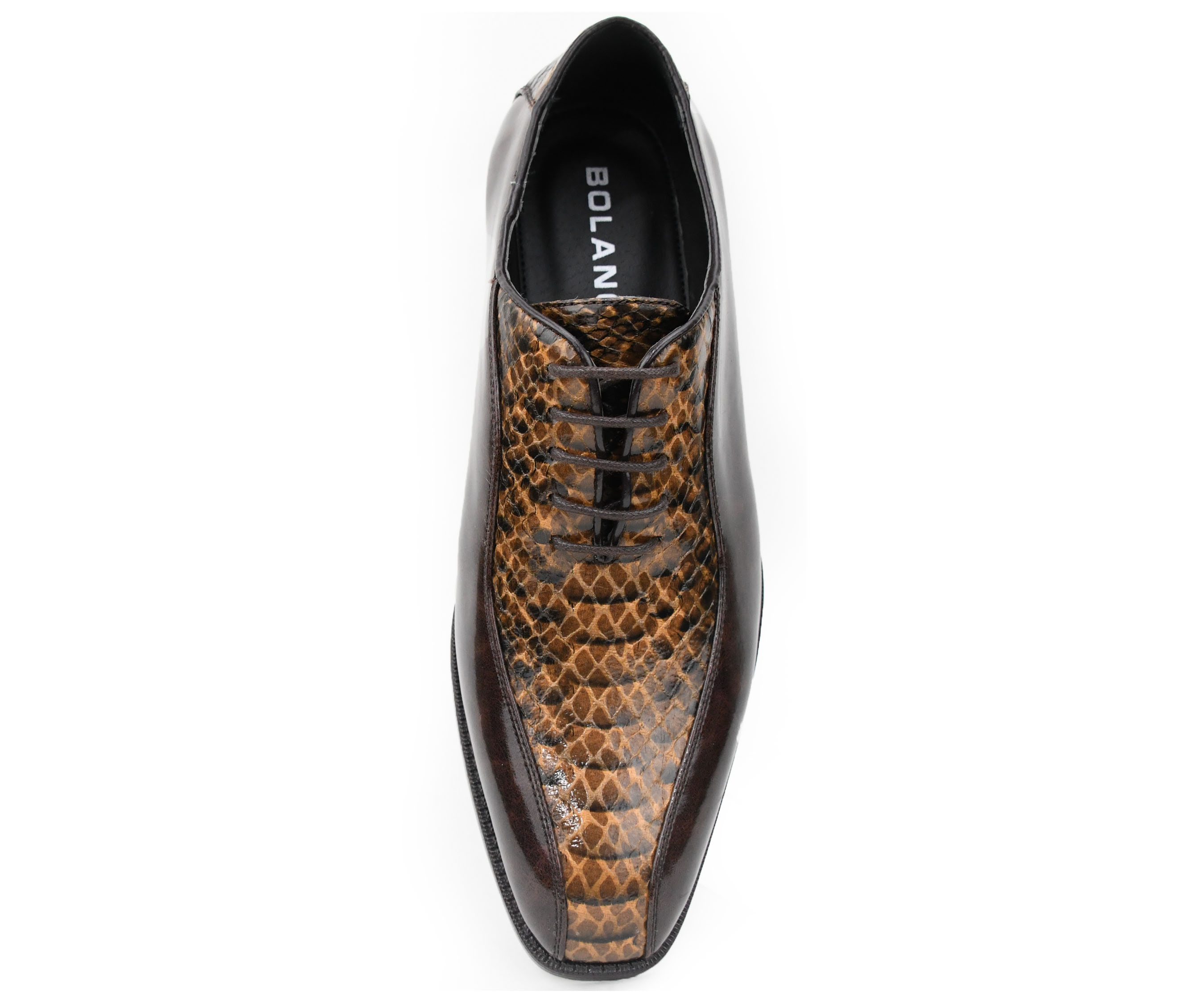 Bolano The Original Mens Exotic Smooth Faux Snake Print Comfortable Lace Up Oxford Dress Shoe Style Franz