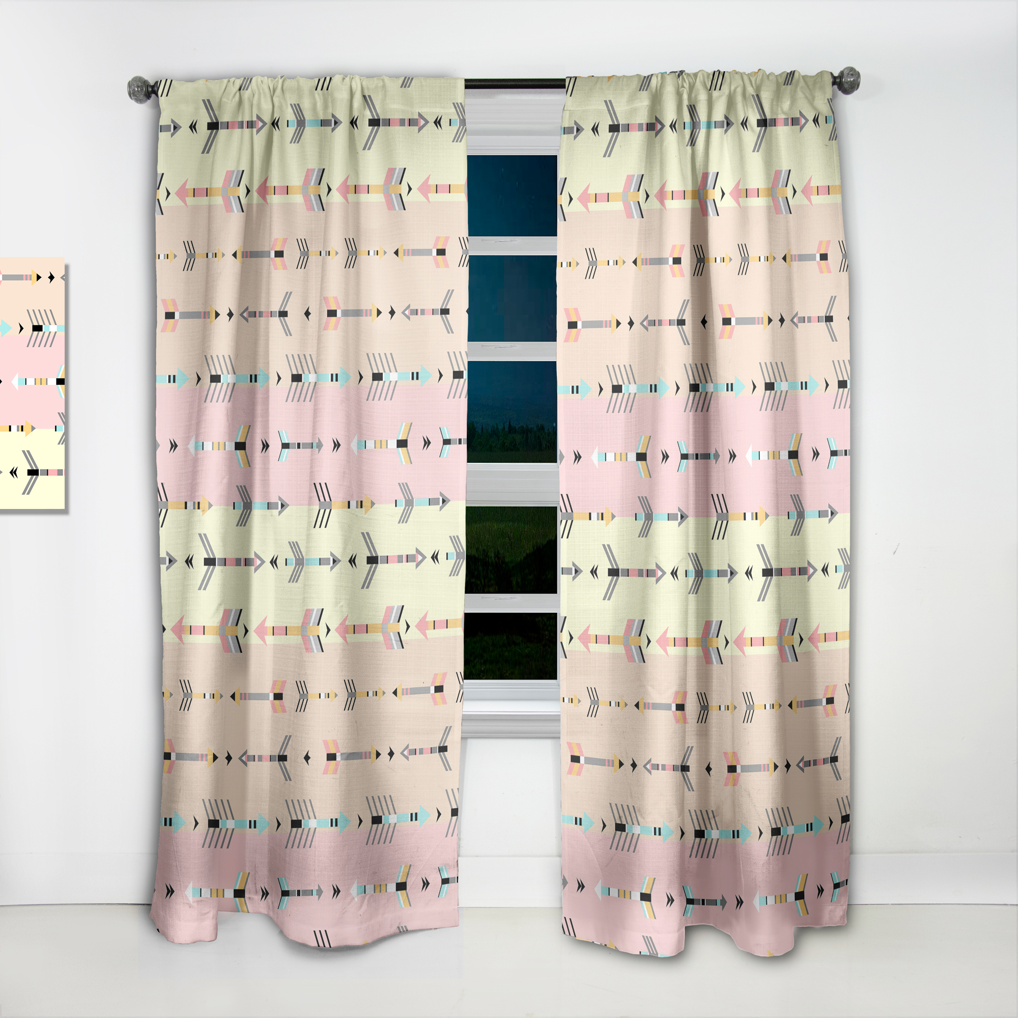 Designart 'Tribal Arrows Boho Art Pattern' Southwestern Curtain Panel