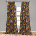 thumbnail image 5 of Ambesonne Floral Curtains, Tropicana Vibes Botany, Pair of 28"x63", Marigold Violet Purple, 5 of 5