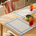 thumbnail image 4 of Minimalist Stripes Placemats Set of 6 Modern Simple Blue Grid Lines Beige Place Mats Indoor Wipeable Table Mats Washable Cloth Dining Table Placemats for Kitchen Holiday Party Home Decor 13x19 Inch, 4 of 9