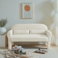 thumbnail image 2 of Lamb Wool Accent Chair, Modern Upholstered 2-Seater Lounge Armchair, Comfy Lamb Wool Fabric Reading Chair with Little Lumbar 2 Pillows for Living Room, Bedroom, Antique White, 2 of 7