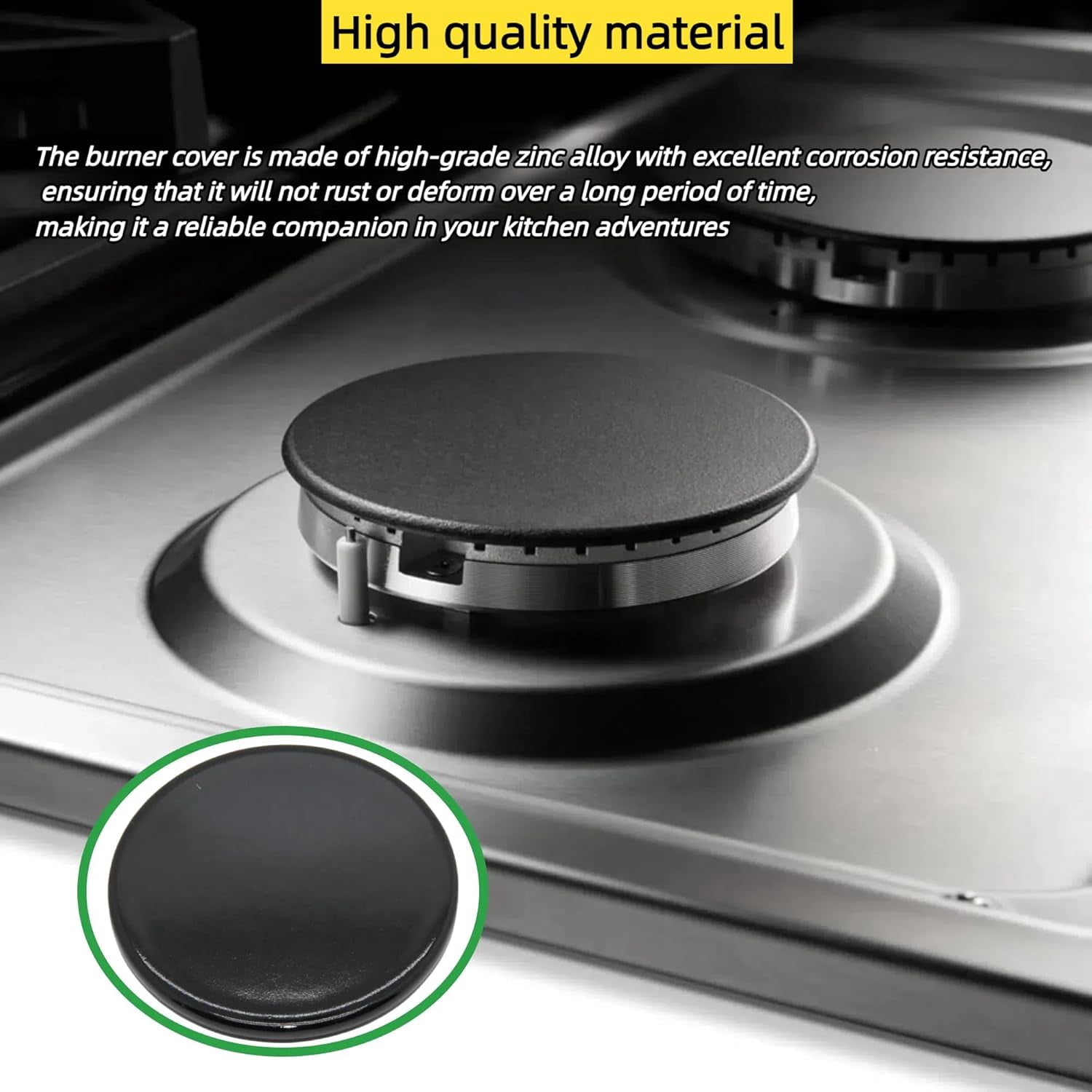 ABCISI 4-piece Gas Stove Burner Caps Covers Set, Compatible Flame Caps for Cooking, Prevent Flame Overflow with Safety and Combustion Efficiency for Various Stovetops (1Large,2Middle,1Small) (Flat)