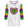thumbnail image 4 of BOOMILK Mardi Gras Shirts for Women Plus Size Loose Fit 3/4 Sleeve Graphic Tees Round Neck Carnival Top T Shirt, 4 of 4