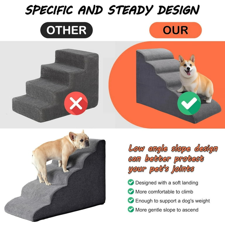 OWSOO Dog Stairs for High Beds 5 Step Dog for Small Dogs and Cats Curved Stairs for High Bed Climbing Non Slip Balanced Step Indoor Stairs for Small Pets Older Dogs Walmart