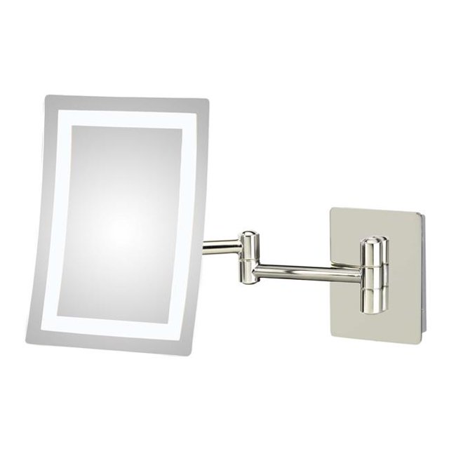 Kimball & Young 949-2-83HW Hardwired Single-Sided LED Rectangular Wall Mirror, Polished Nickel