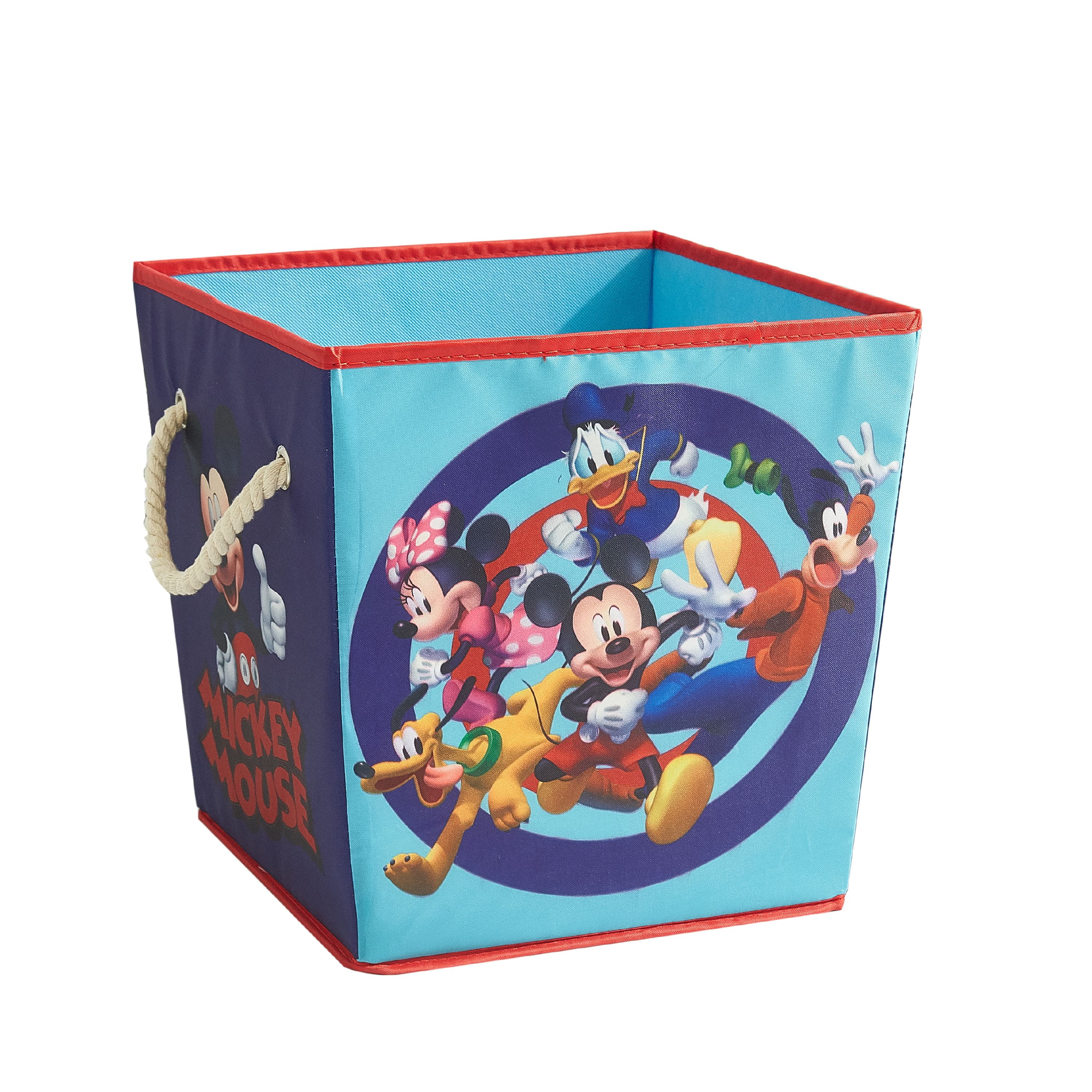 New 2pc Red Mickey Mouse Storage Toy Box Organizer Bin Storage Trunk Chest Cube 