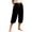 Black, variant on CUSTG Women Casual Pants 3/4 Capri Trousers Summer With Pockets Elastic Waistband High Waist Trousers Loose Lightweight Leisure Style Linen Pants Women