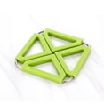 thumbnail image 4 of 2 Pcs Silicone & Stainless Steel Hot Pot Holder Trivet Mat Heat Resistant Non-slip Square Foldable Table Pad Bowl Mat Cup Coasters (Green), 4 of 9