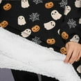 thumbnail image 3 of Oversized Wearable Blanket Hoodie,Halloween Ghosts Pumpkins and Spider Webs Sherpa Blanket Hoodie with Super Pockets,Super Warm Fuzzy Pullover for Women & Men, 3 of 6