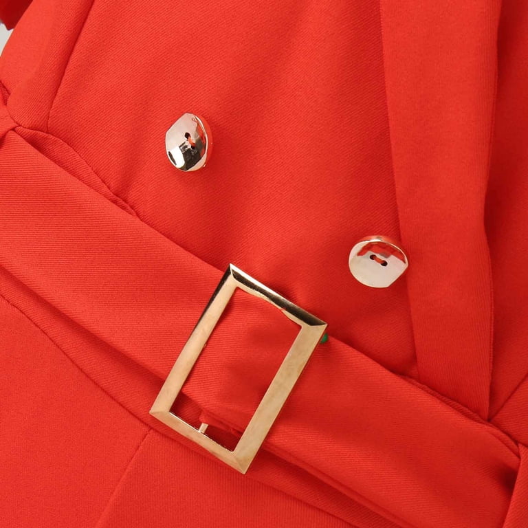 Women's Fashion Solid Color Double Suit Blazer Collar Flare Sleeve Dress - Walmart.com Women's Fashion Solid Color Double Suit Blazer Collar Flare Sleeve Dress - Walmart.com