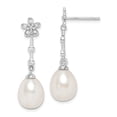 thumbnail image 3 of Sterling Silver Rhodium-plated 8-9mm White Rice FWC Pearl Cubic Zirconia Earrings, 3 of 3