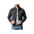thumbnail image 4 of Zynoxe Mens Corduroy Jacket with Chest Pockets Classic Stand Collar Zip‑Up Jacket Warm Long Sleeve Casual Jackets Retro Solid Color Workwear Jacket for Men Dark Gray S, 4 of 9