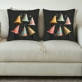 thumbnail image 3 of Set of 2 18x18in Throw Pillow Covers - Festive Black Background with Colorful Floral & Geometric Party Hats Perfect for Couch Bed Car, 3 of 8