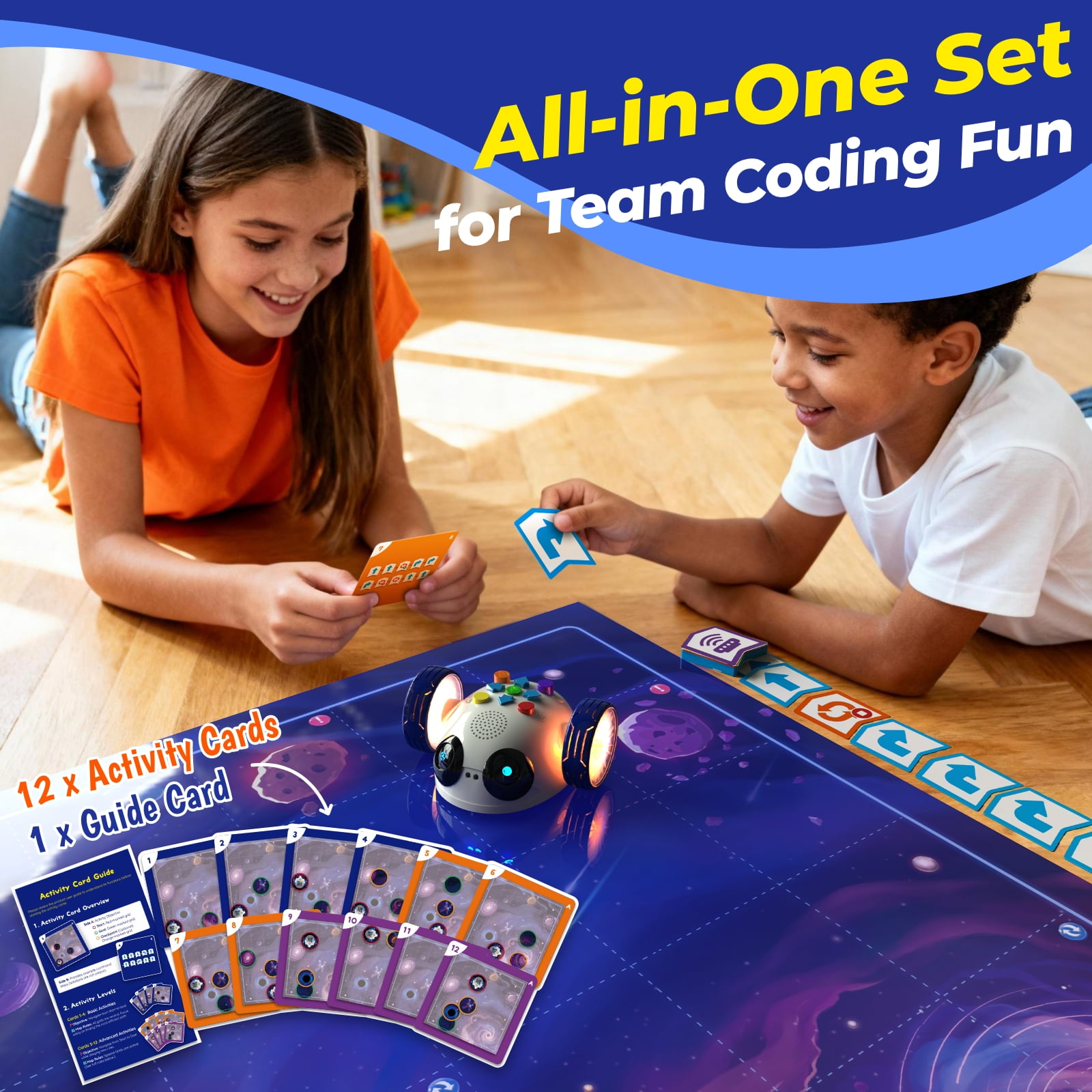 Apitor Robot Wheels - Coding Robot for Kids Ages 5+, STEM Learning Toy with Screen-Free Coding Cards & App Control, Educational Toy for Beginners