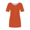 thumbnail image 5 of MIXUE Womens Summer Tops Solid Color V Neck Short Sleeve Casual Stylish T Shirts Holiday Wear,Orange,L, 5 of 5