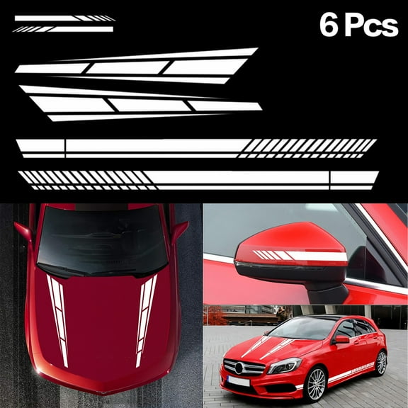 HUONA Car Decorative Sticker PVC Automotive Racing Car Body Side Door Skirt Decoration Vinyl Decal DIY Styling Accessory White