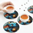 thumbnail image 7 of Honeii Adorable Blue Baby Dragon Print Leather Coaster Set of 6, Ideal for Safeguarding Your Furniture from Drinks Spills and Effortless Cleanup,Round Shape, 7 of 7