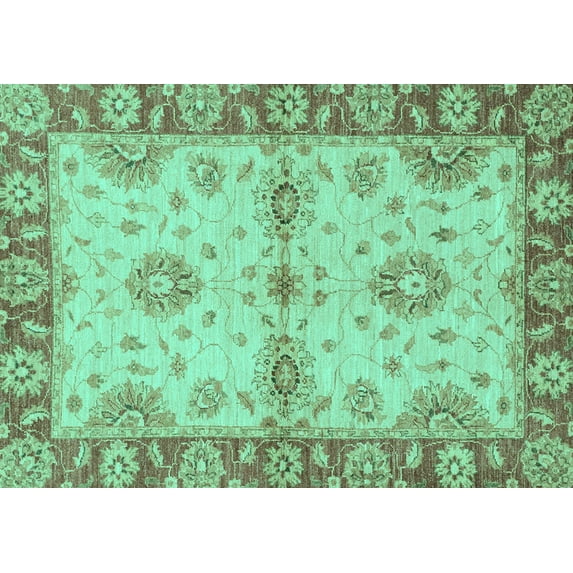 Ahgly Company Indoor Rectangle Abstract Turquoise Blue Modern Area Rugs, 2' x 3'
