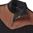 thumbnail image 6 of LWavelet Men's Ribbed Fabric Color Block Quarter Zip Pullover - Elbow Patches Casual Fall Winter Top Black 2XL, 6 of 6