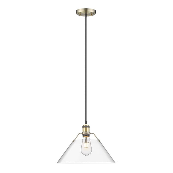 Orwell 1-Light Pendant in Aged Brass with Clear Glass