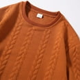 thumbnail image 6 of Fengqque Mens Solid Color Round Neck Knitted Jacquard Long Sleeved Top Slim Fit Loose T-Shirt Orange L(L), 6 of 9