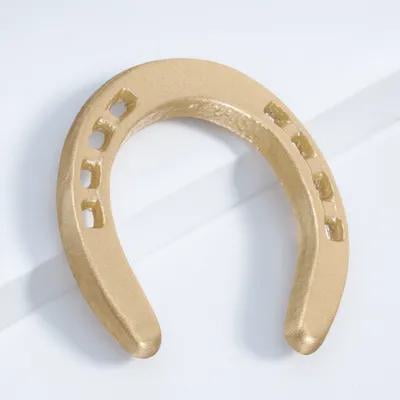 UPOUART Horseshoe Wall Display Cast Iron Golden Metal Decorative Horseshoes 1Set For Home Decor