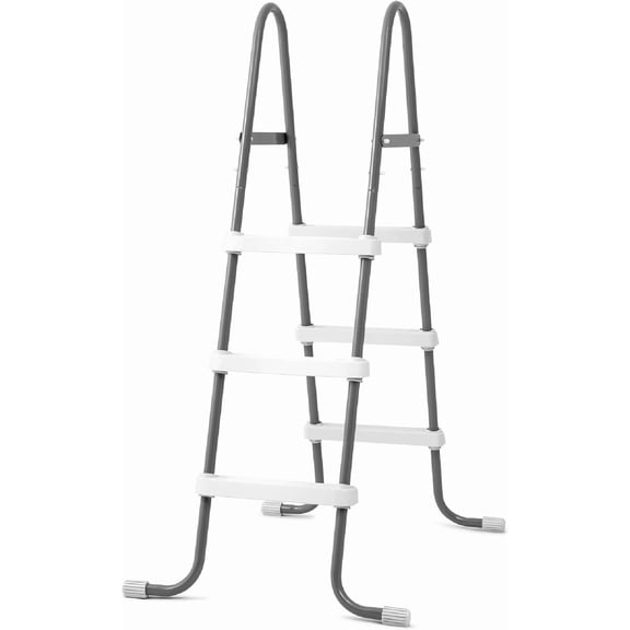 ZCXP Gray 3-Step Above Ground Pool Ladder for 42 Inch Wall Height Pools, Anti-Slip Heavy Duty Coated Steel Pool Step with 300LBS Load Capacity