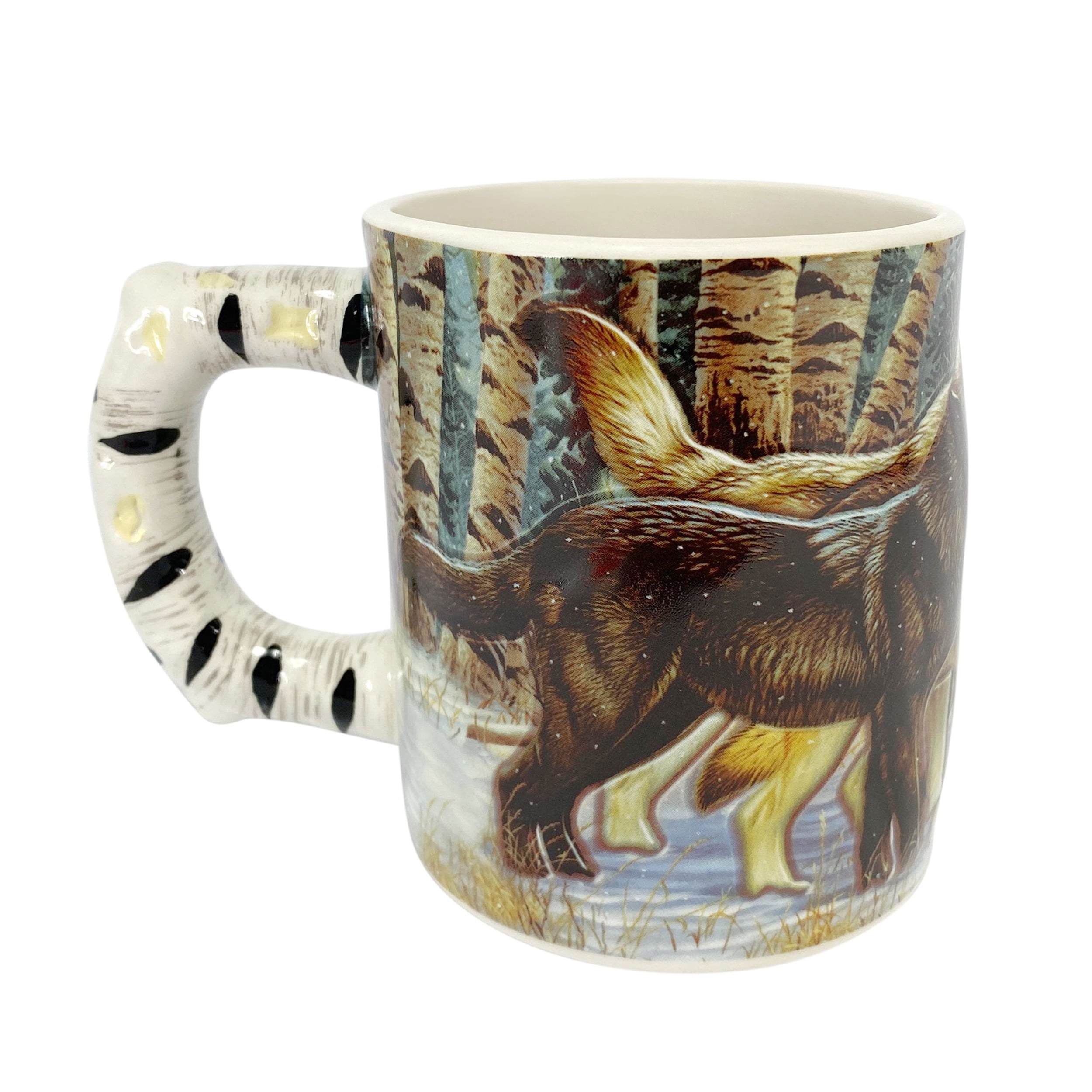 Rivers Edge Products Wolf 3D Ceramic Coffee Mug with Handle, 15 Ounces, Espresso Cups and Coffee Cups Ceramic, Perfect for Coffee, Expresso, Latte, or Tea, Wolf Scene