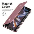 thumbnail image 3 of Allytech Plating Mirror Flip Case for Samsung Galaxy Z Fold6 2024, Luxury PU Leather & Hard PC Slim Lightweight Cover with Kickstand, Comfortable Grip Shockproof Full Protective Case, Rosegold, 3 of 7