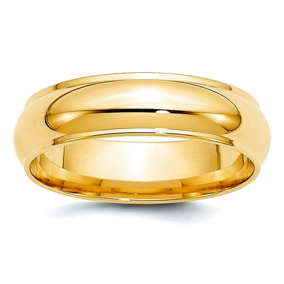 14k Yellow Gold Solid Polished 6mm Half Round With Edge Band Size 7 Ring Ring for Women and Men