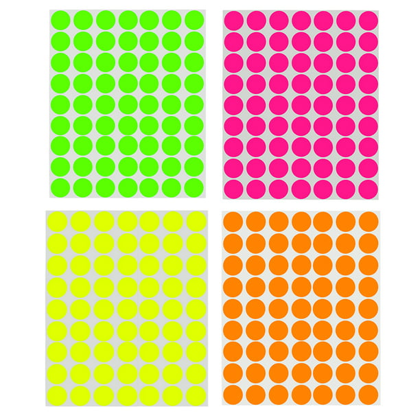 2016 Circle Dot Stickers 1 Inch Round Labels Bright Neon