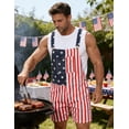 thumbnail image 4 of 250th Anniversary American Flag Overalls Denim Bib Jumpsuit Shorts Jean Romper for Men(Red White Blue,3XL), 4 of 10