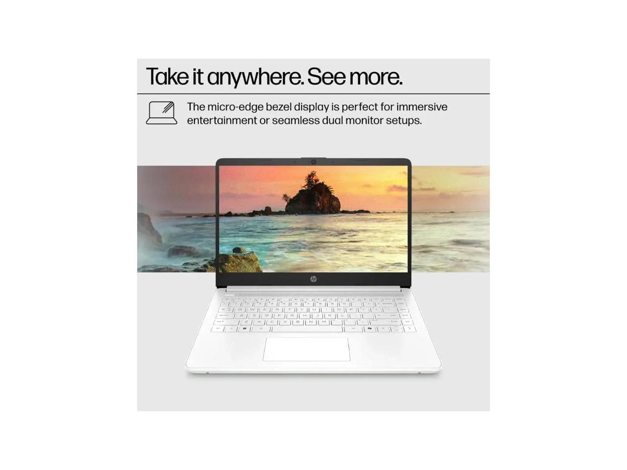 HP 14-dq3220nr 14" HD Touchscreen Laptop - Intel Celeron N4500 1.1GHz - 4GB - 64GB eMMC - Windows 11 Home S Mode - Intel UHD Graphics - Webcam - IEEE 802.11ax Wireless - Snowflake White