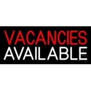 Vacancies Available LED Neon Sign 10 x 24 - inches, Black Square Cut Acrylic Backing, with Dimmer - Bright and Premium built indoor LED Neon Sign for Defence Force.