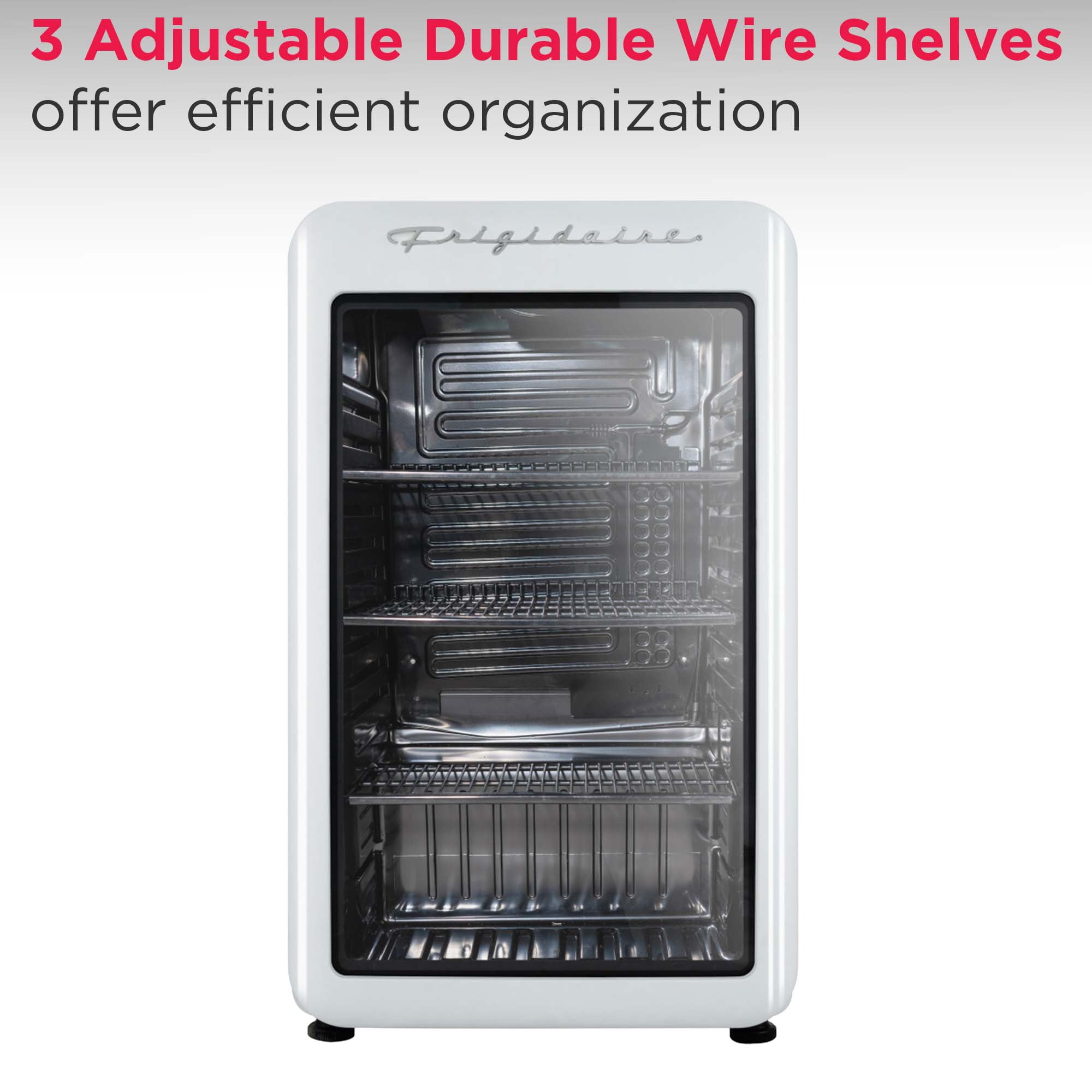Frigidaire 3.3 Cu. ft. 102 Can Retro Refrigerator, 95 Liter Mini Fridge with Glass Door, White
