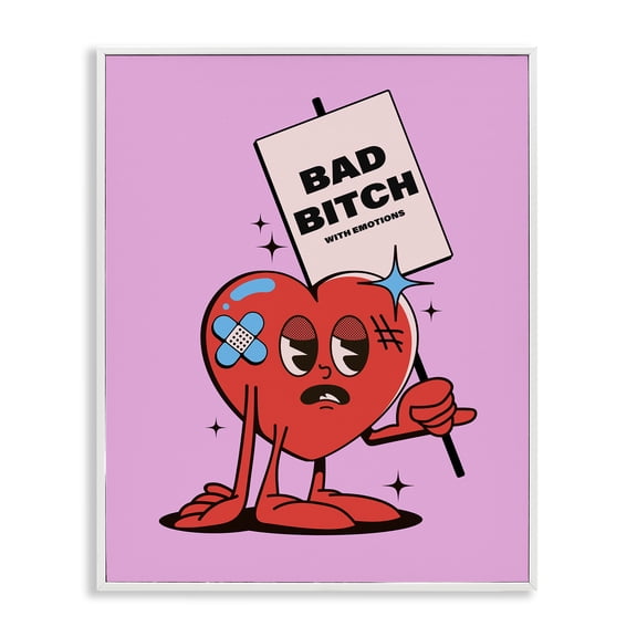 Stupell Industries Contemporary Bad B*tch Emotional Heart White Framed Giclee Art, 11 x 14, by House of Lulu