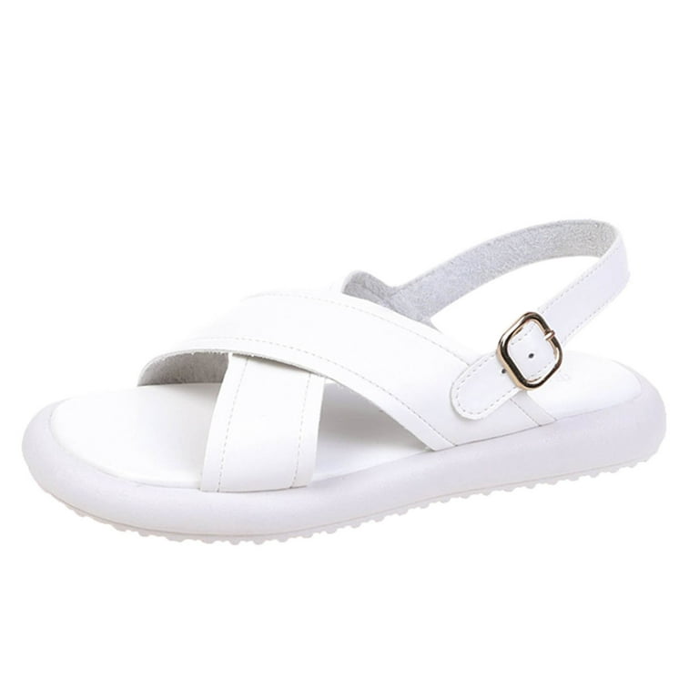 Women Shoes Fashion Summer Women Slippers Indoor And Outdoor Flat Bottom Lightweight  Bow Beach Leisure White 7 