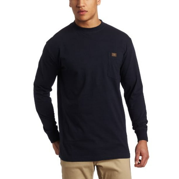 Wrangler Men's Riggs Workwear Long Sleeve Pocket T-shirt,Navy,Large -  